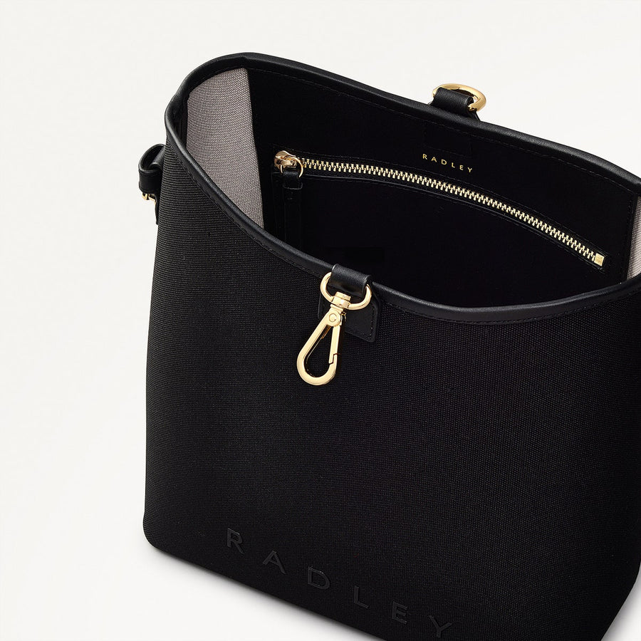 Addison Lane Fabric Small Open Top Shoulder Bag in Black - 111283