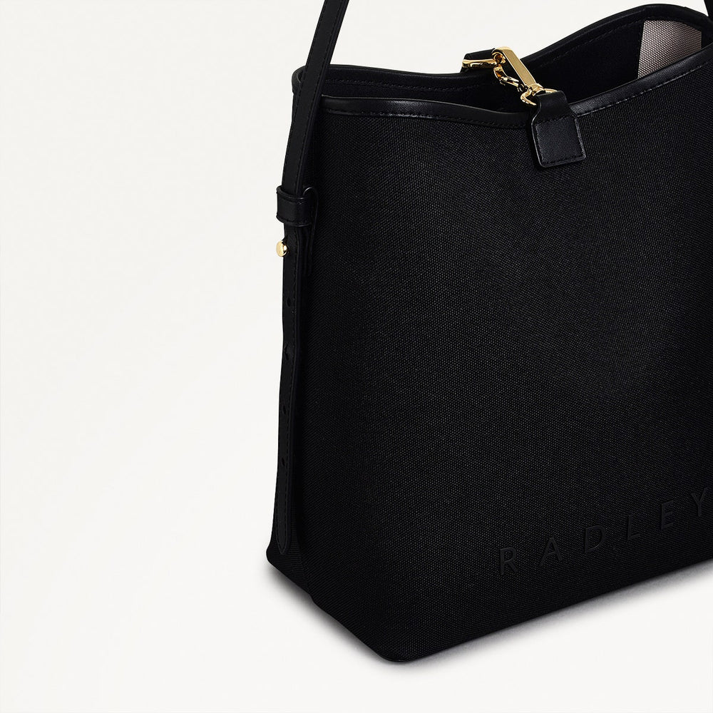 Addison Lane Fabric Small Open Top Shoulder Bag in Black - 111283