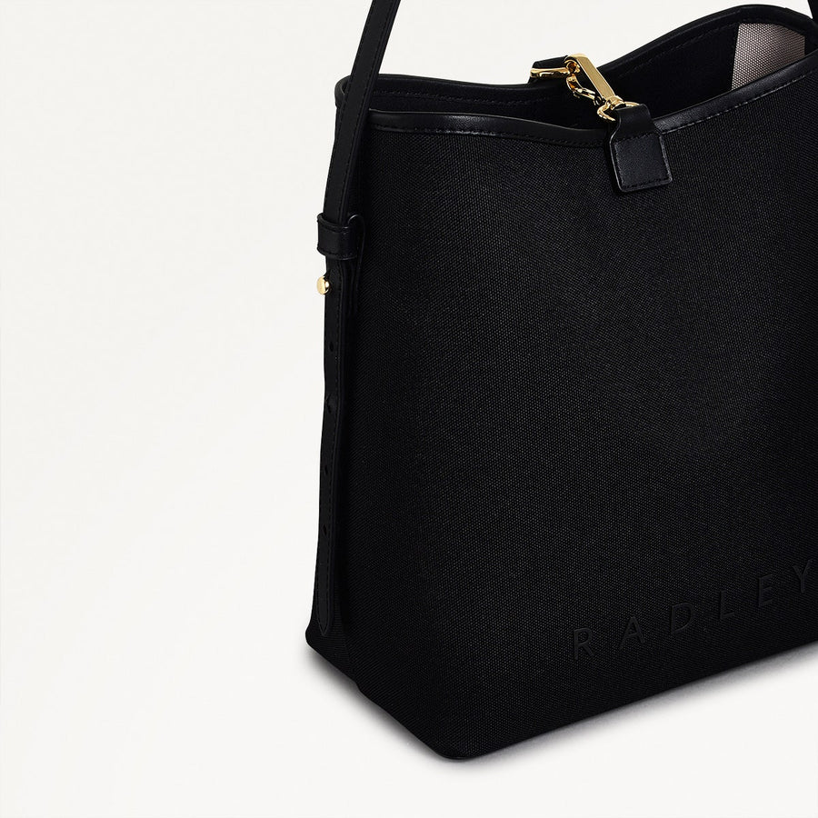Addison Lane Fabric Small Open Top Shoulder Bag in Black - 111283