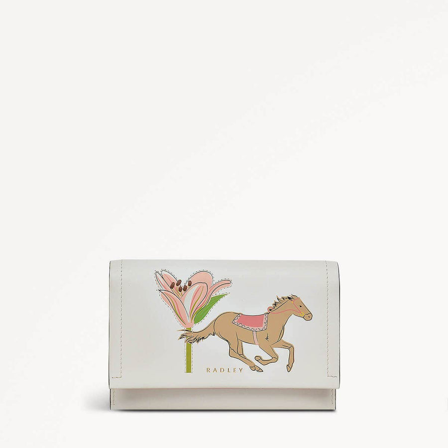 Kentucky Derby SS25 Leather Medium Flapover Wallet in Chalk - 111332