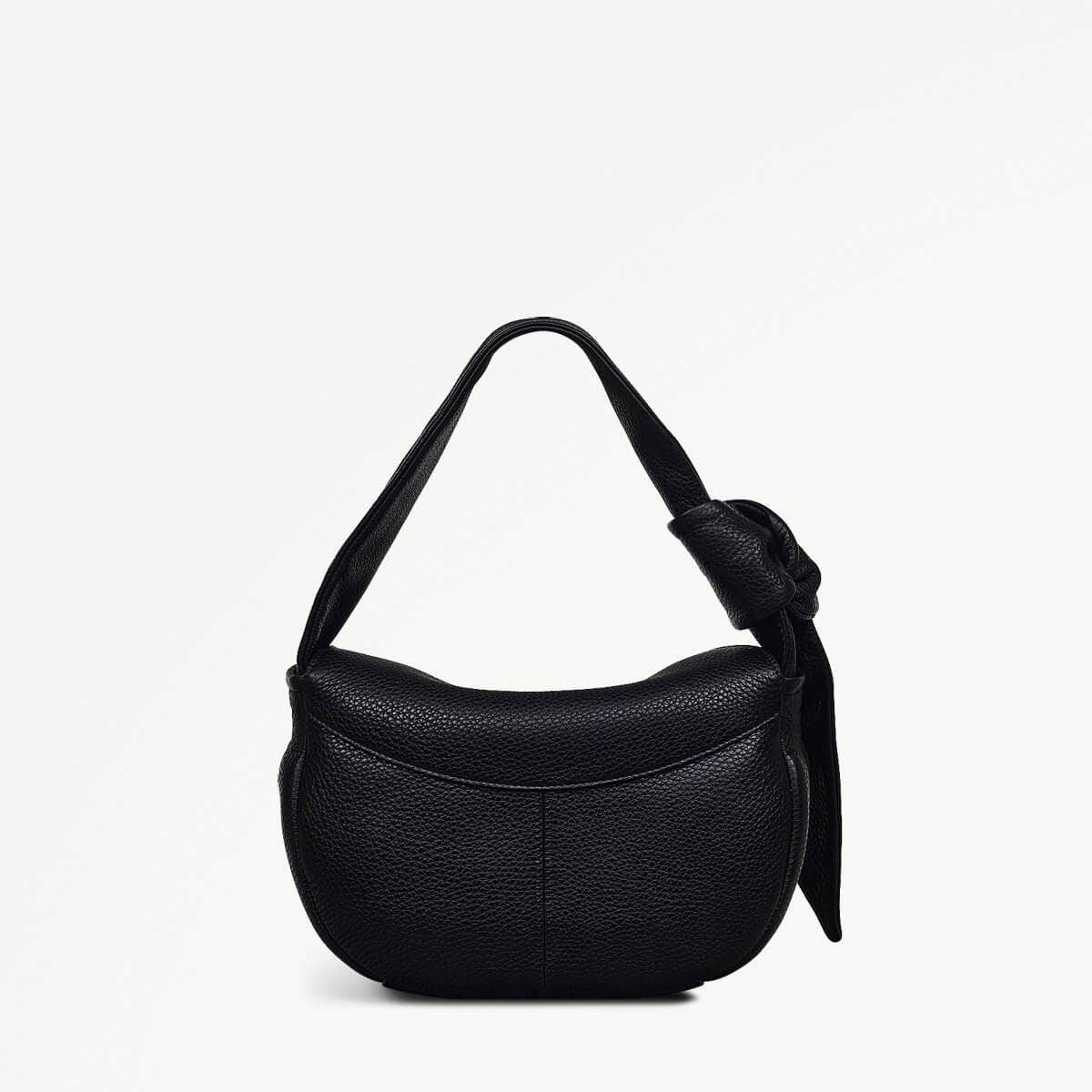 The Grove Leather Small Flapover Satchel Bag in Black - 111336