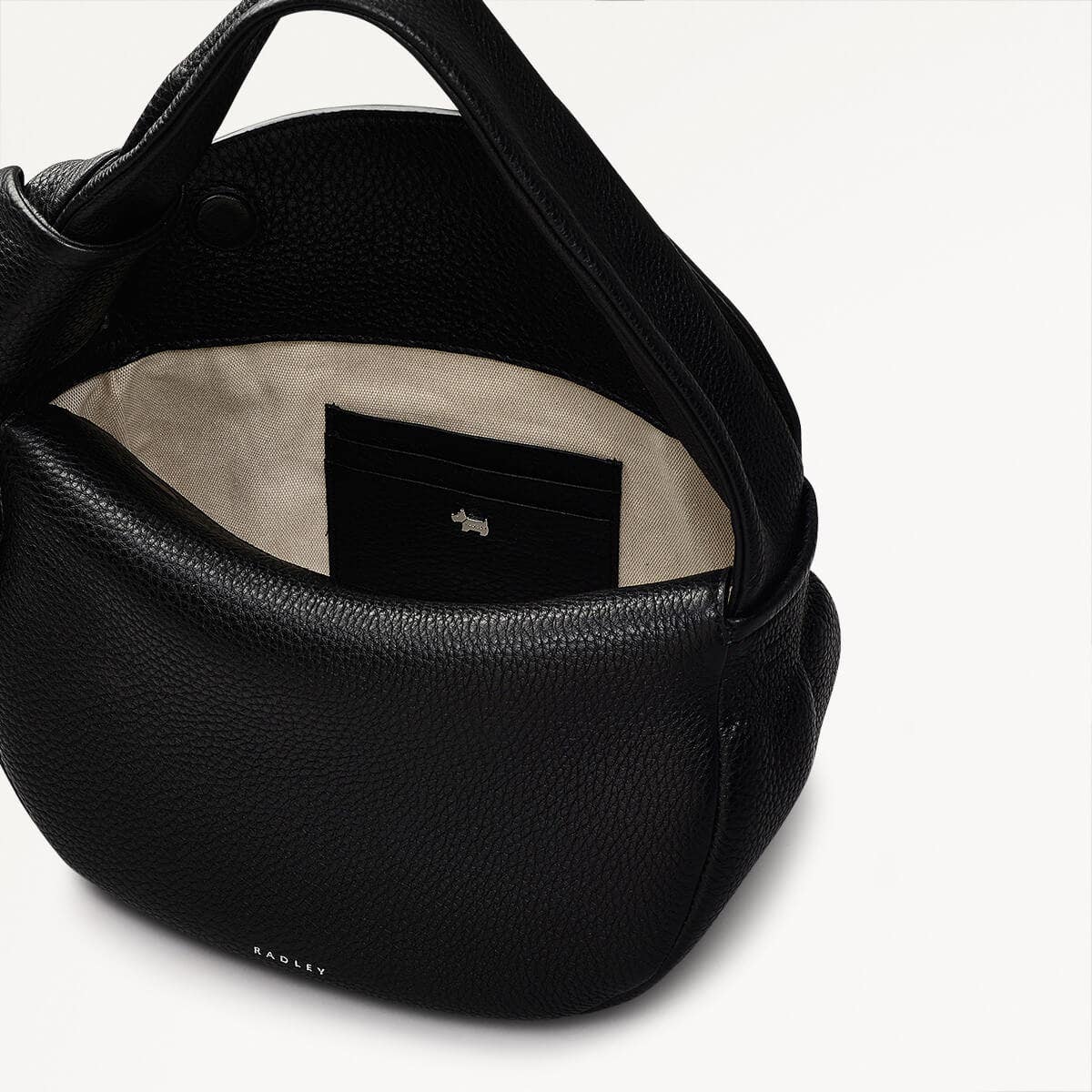 The Grove Leather Small Flapover Satchel Bag in Black - 111336