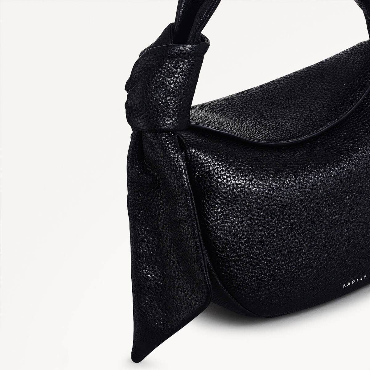 The Grove Leather Small Flapover Satchel Bag in Black - 111336