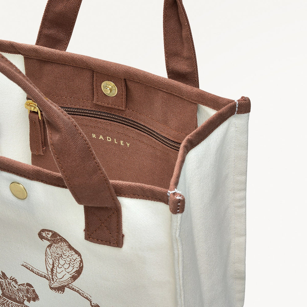 Radley Toile Fabric Small Open Top Satchel in Natural - 111362