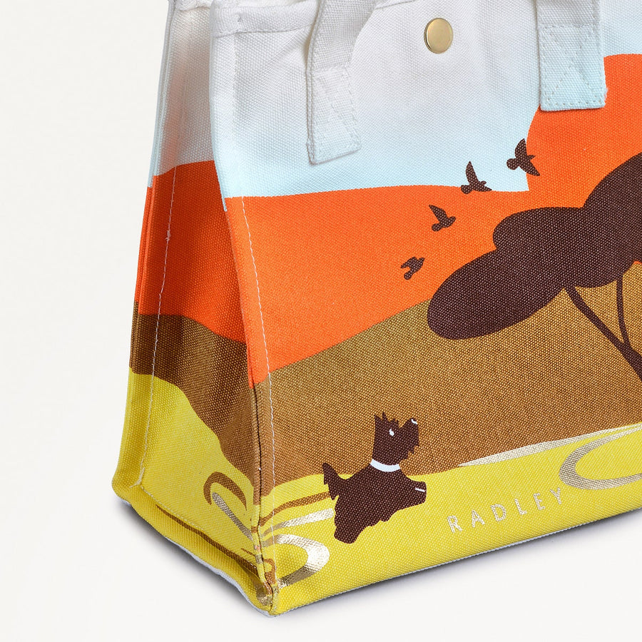 On Safari Fabric Small Open Top Grab in Pecan - 111363