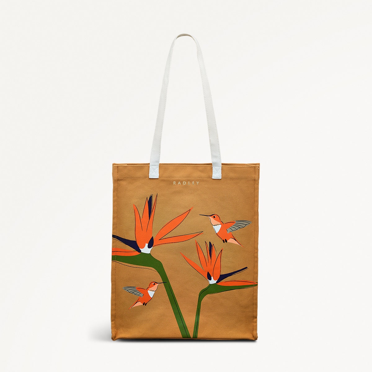 Birds Of Paradise Fabric Medium Open Top Tote in Pecan - 111364