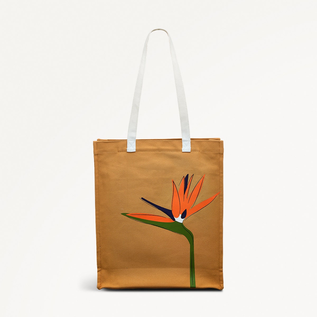 Birds Of Paradise Fabric Medium Open Top Tote in Pecan - 111364