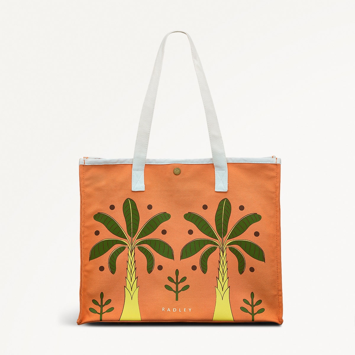 Paradise Palms Fabric Large Open Top Tote in Peach Cobbler - 111365