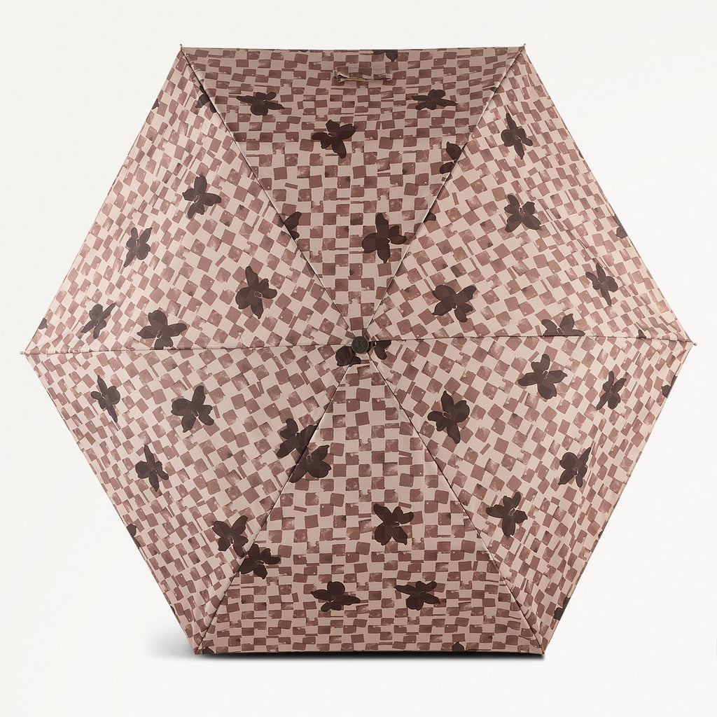 Check Fabric Responsible Umbrella in Stone - 111366