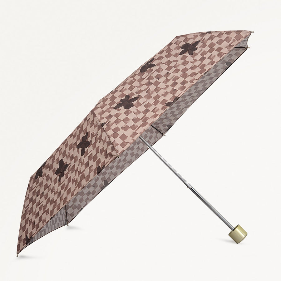 Check Fabric Responsible Umbrella in Stone - 111366