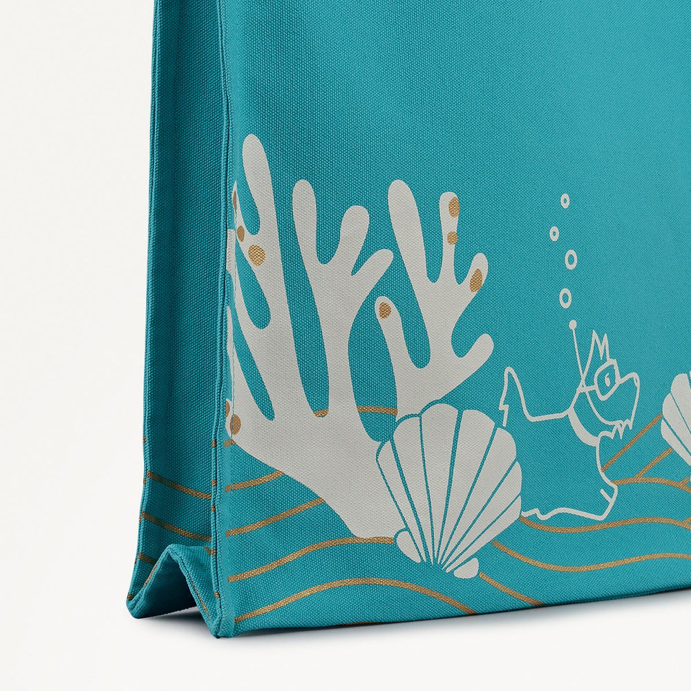 Deep Sea Diver Fabric Medium Open Top Tote in Maldives - 111371