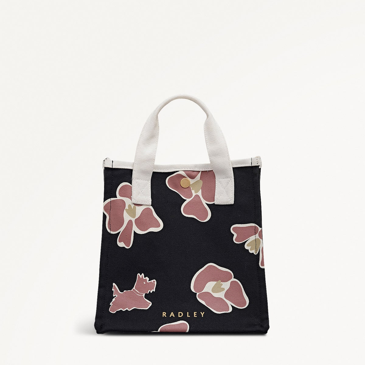 Abstract Floral Fabric Small Open Top Grab in Black - 111372