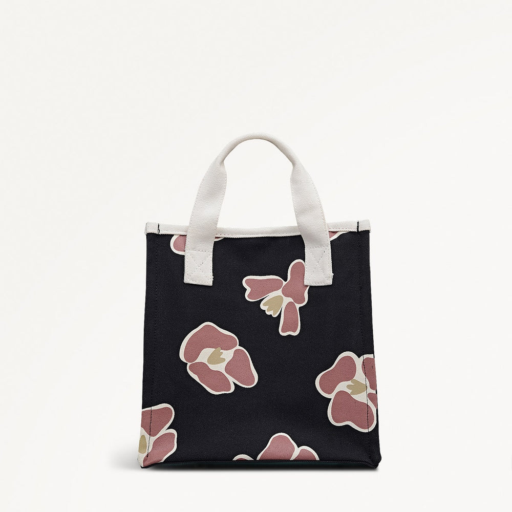 Abstract Floral Fabric Small Open Top Grab in Black - 111372