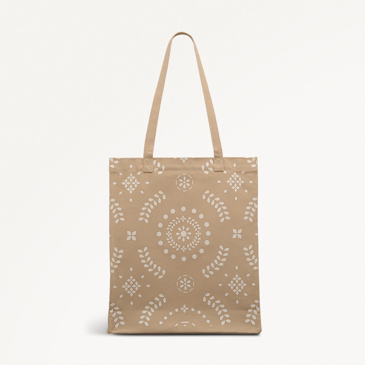 Broderie Floral Fabric Medium Open Top Tote in Stone - 111373