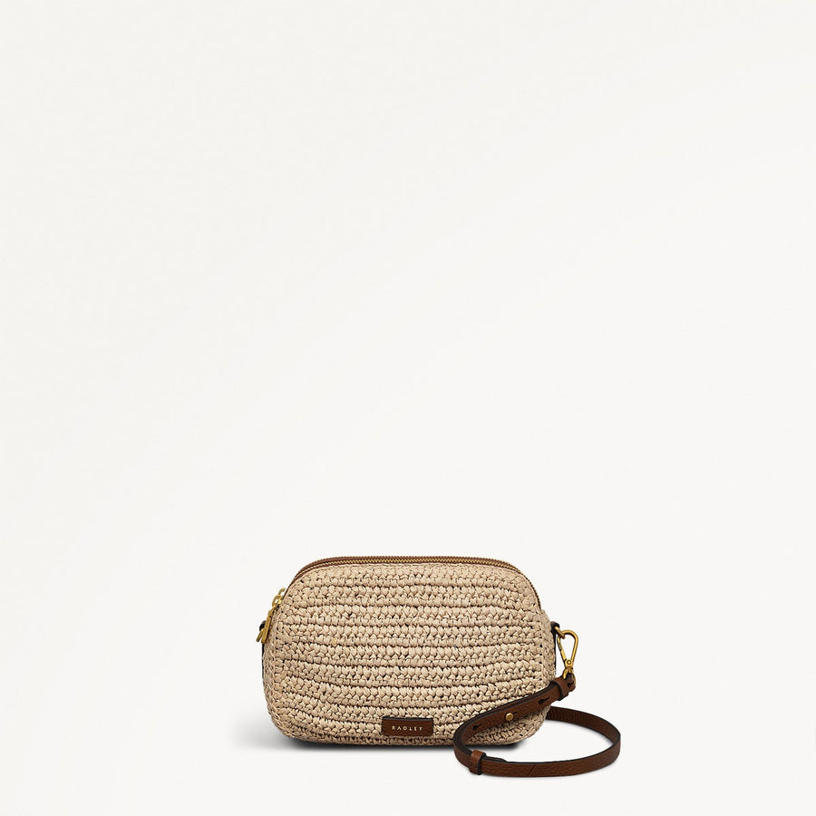 Dukes Place Leather Medium Ziptop Cross Body Bag in Natural - 111374