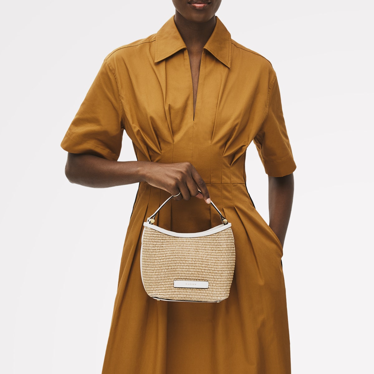 Bathurst Mews Leather Small Open Top Satchel Bag in Natural - 111377