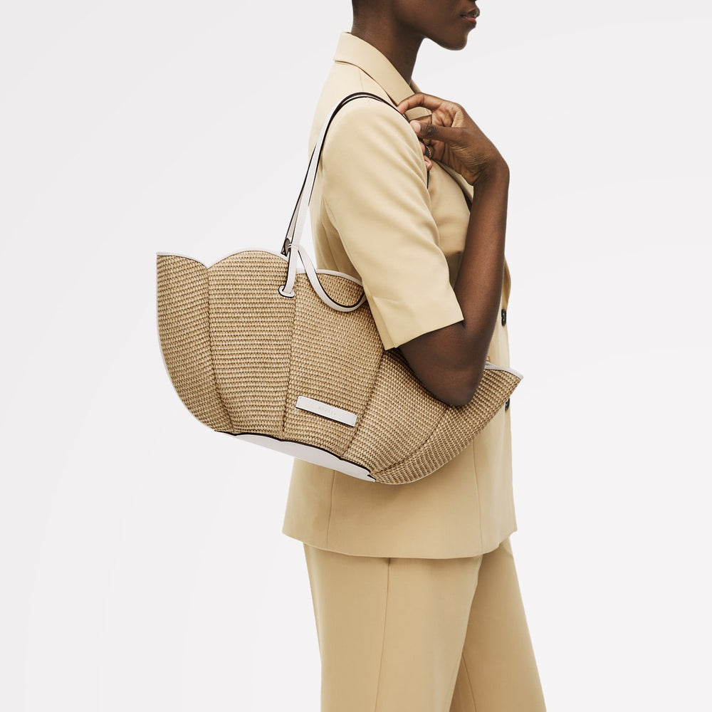 The Lily Fabric Large Open Top Tote Bag in Natural - 111378