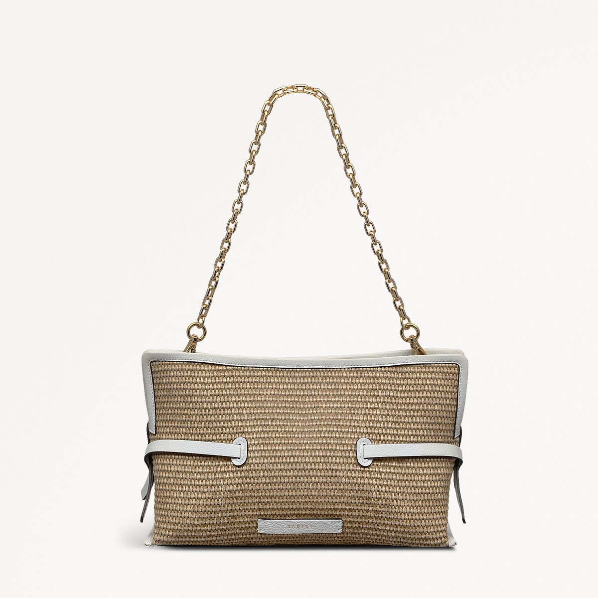 Fleet Street Leather Medium Open Top Clutch Bag in Natural - 111379