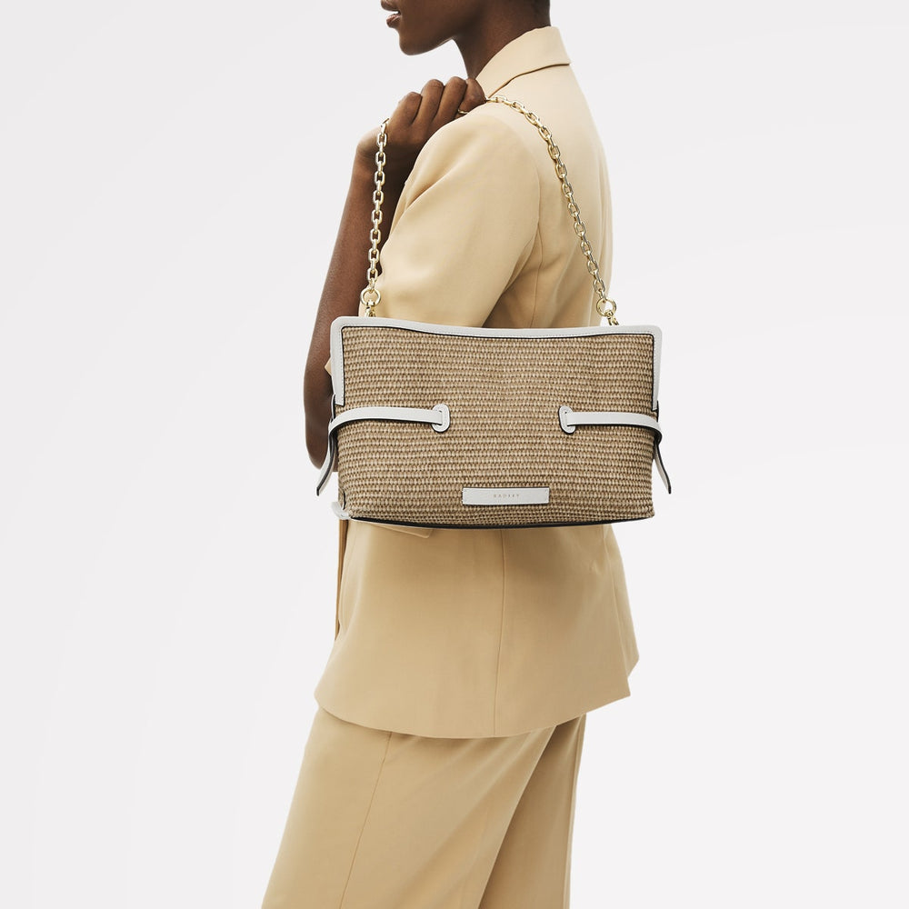 Fleet Street Leather Medium Open Top Clutch Bag in Natural - 111379