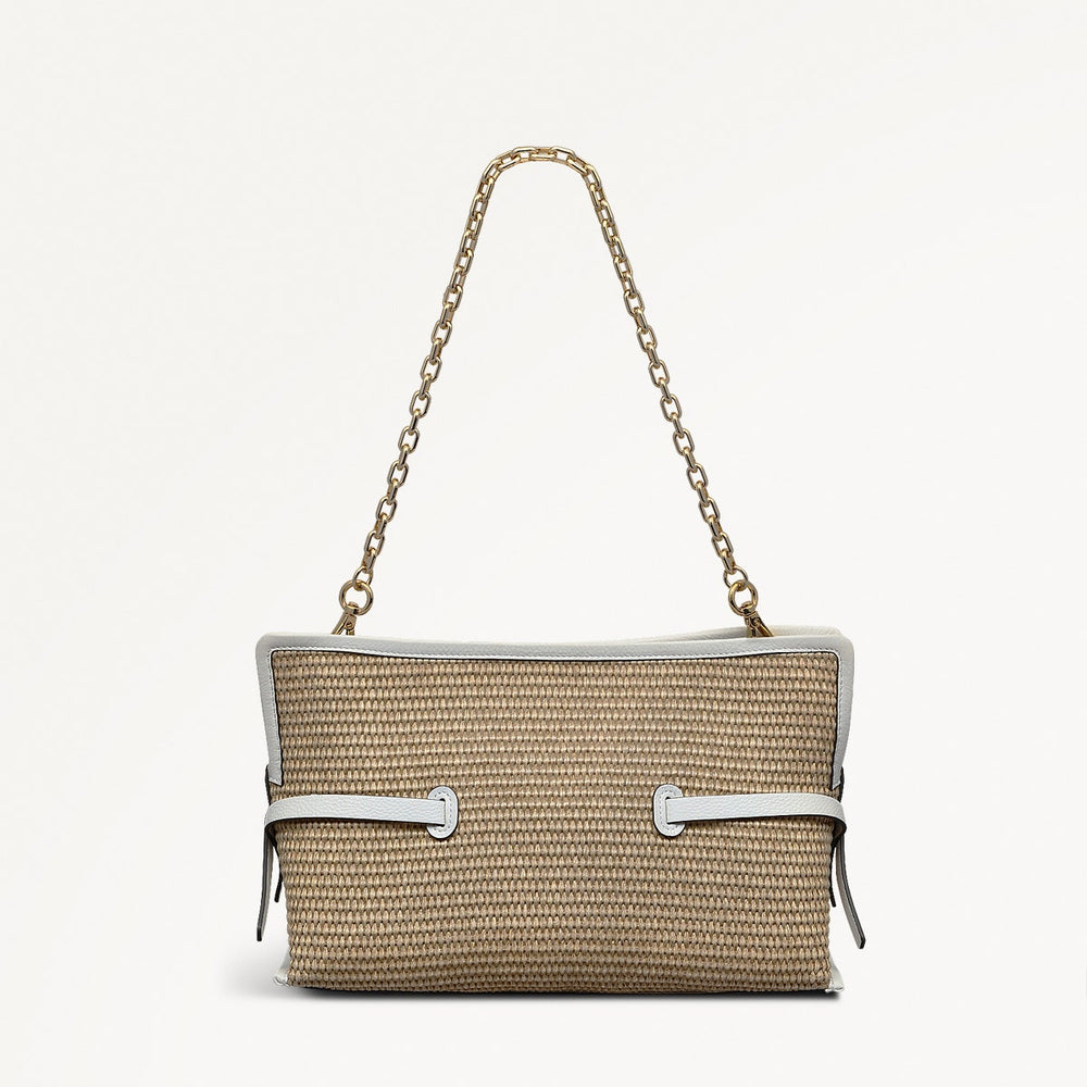 Fleet Street Leather Medium Open Top Clutch Bag in Natural - 111379