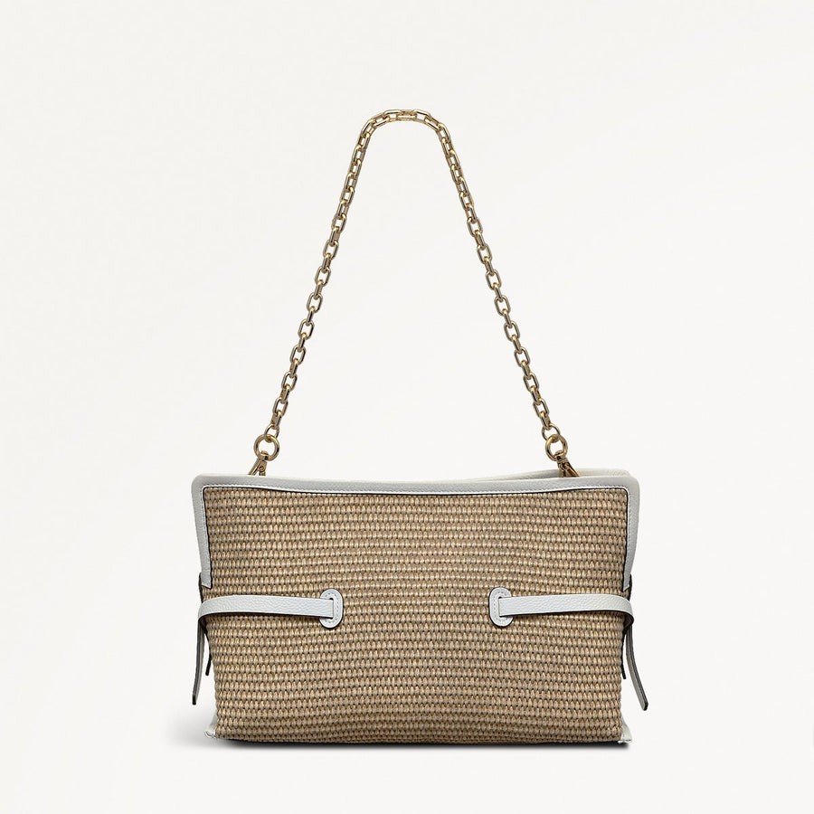 Fleet Street Leather Medium Open Top Clutch Bag in Natural - 111379