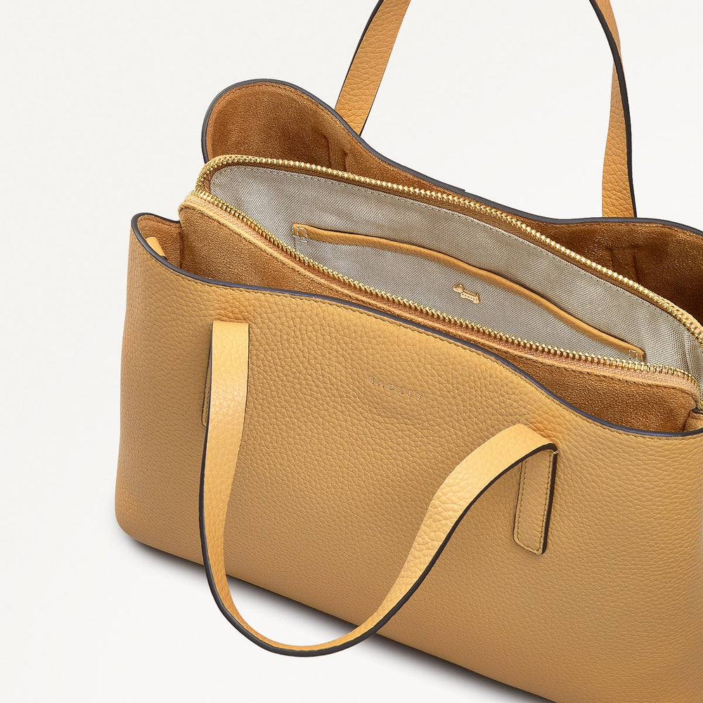 Dukes Place Leather Medium Ziptop Satchel Bag in Pecan - 111382