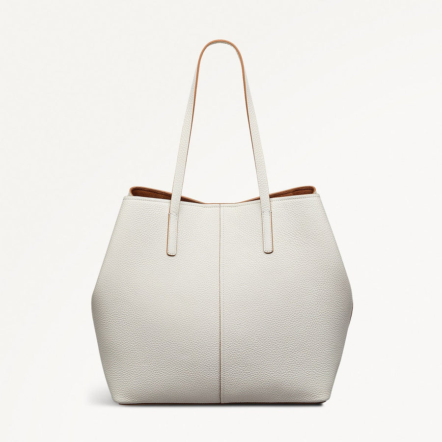 Dukes Place Leather Large Open Top Tote Bag in Chalk - 111384