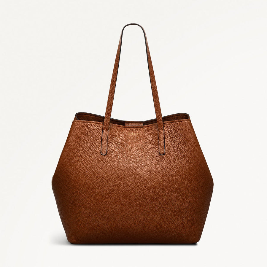 Dukes Place Leather Large Open Top Tote Bag in Saddle - 111385