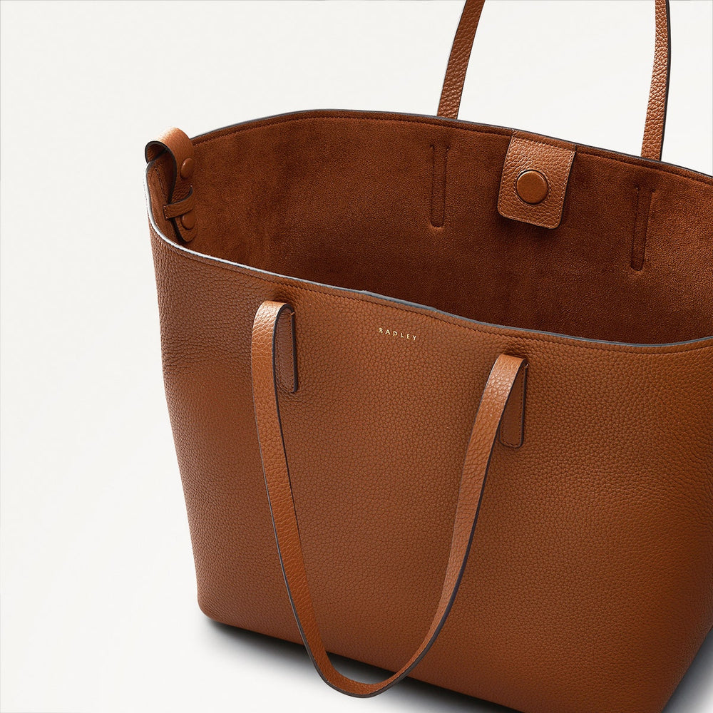 Dukes Place Leather Large Open Top Tote Bag in Saddle - 111385