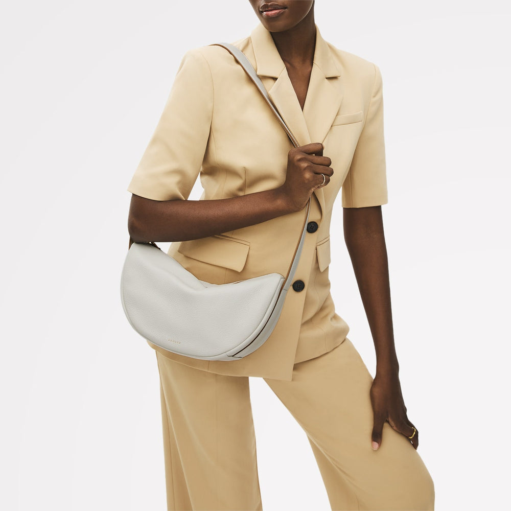 Dukes Place Leather Medium Ziptop Sling Bag in Chalk - 111388