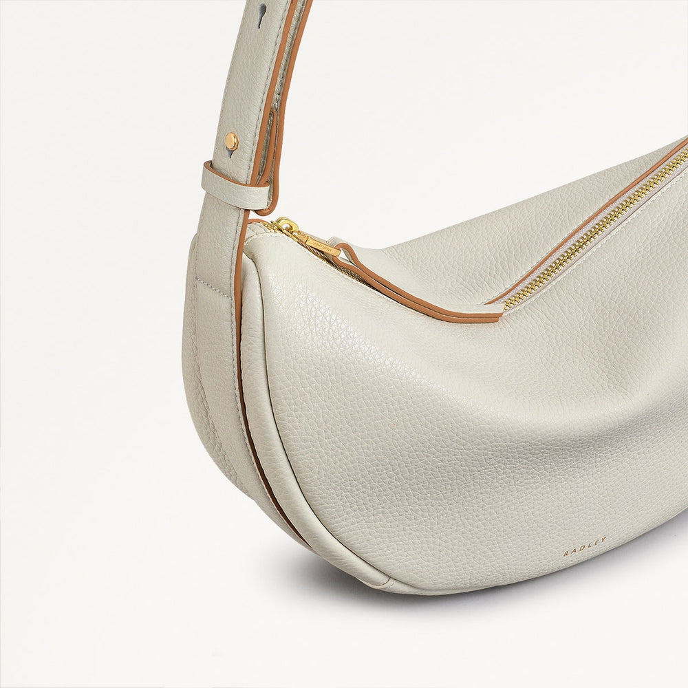 Dukes Place Leather Medium Ziptop Sling Bag in Chalk - 111388