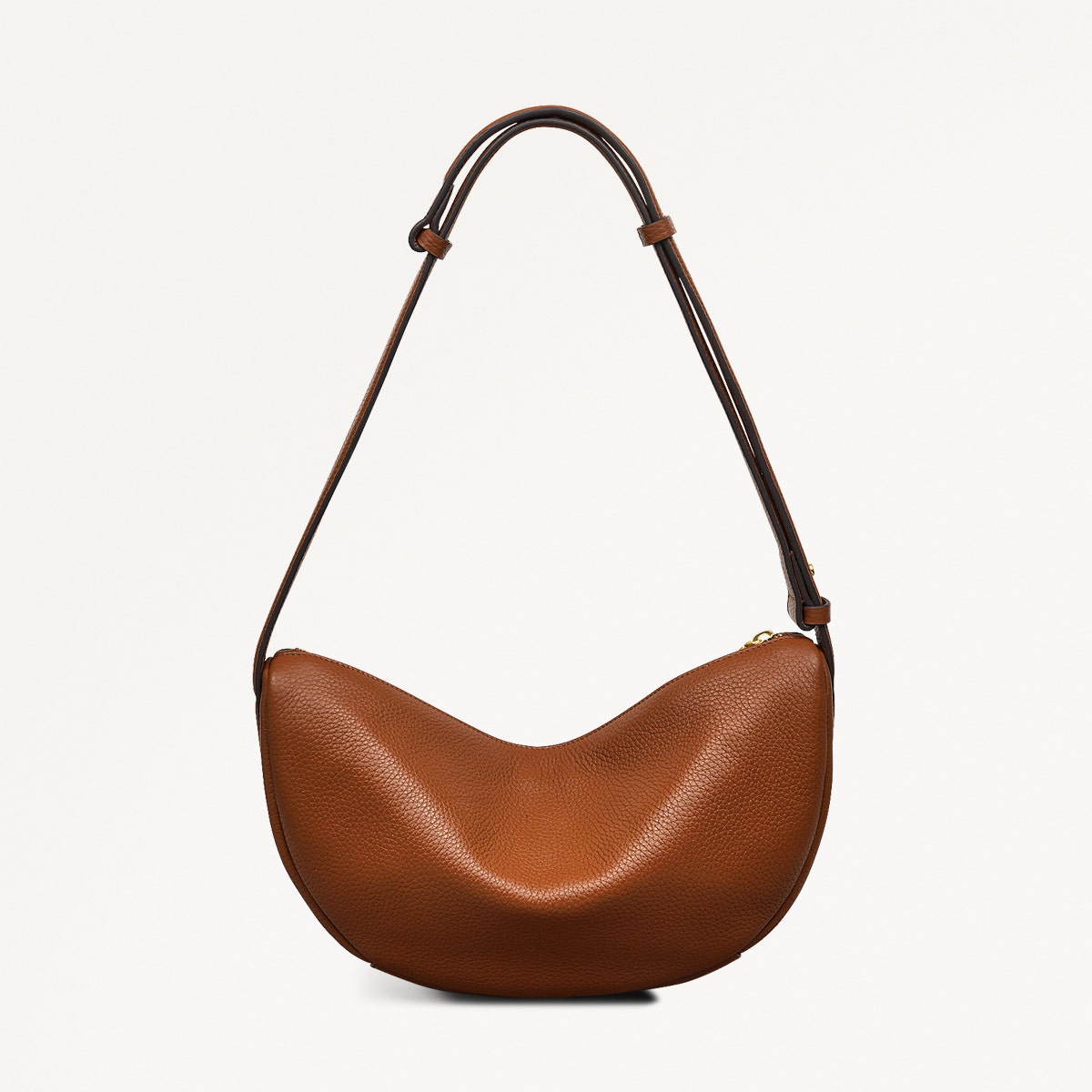 Dukes Place Leather Medium Ziptop Sling Bag in Saddle - 111389