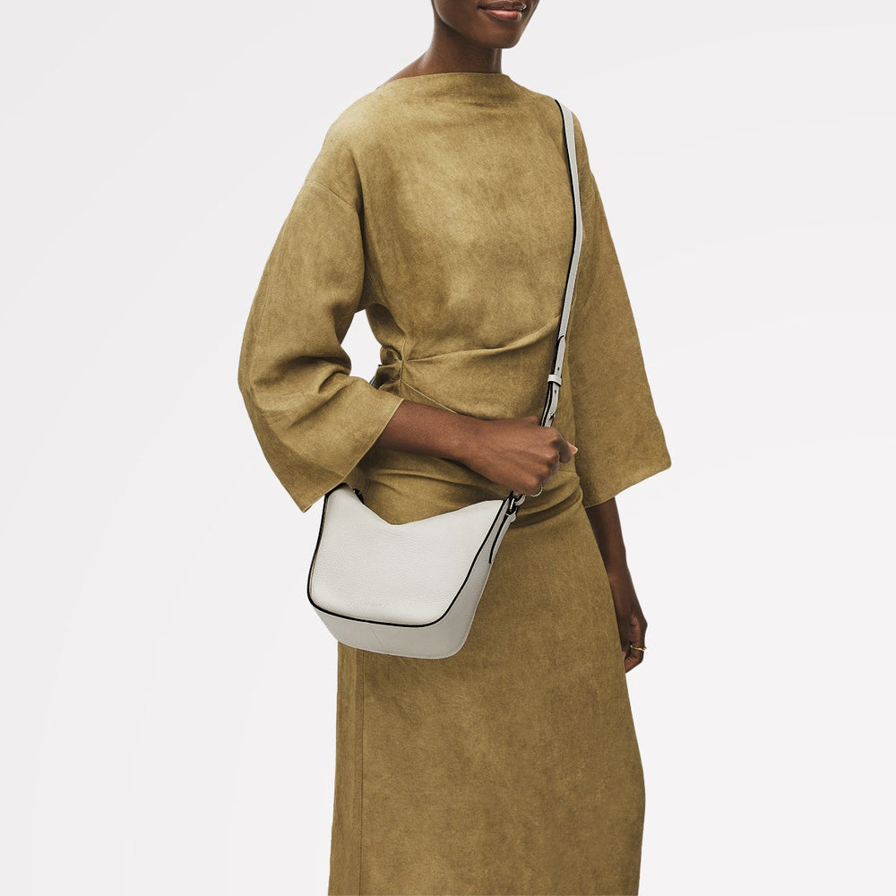 Oak Street Leather Small Ziptop Cross Body Bag in Chalk - 111390