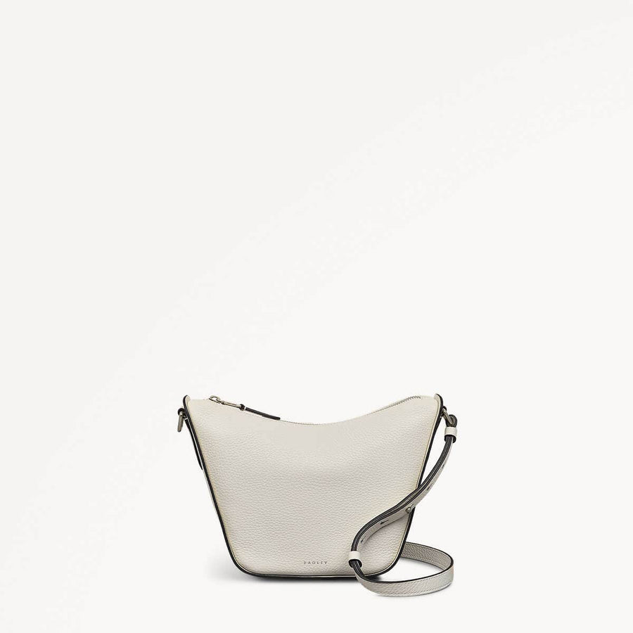 Oak Street Leather Small Ziptop Cross Body Bag in Chalk - 111390