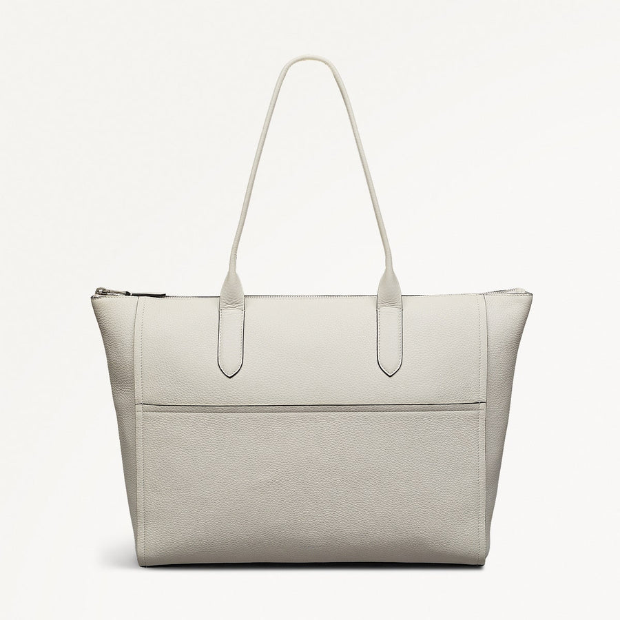 Oak Street Leather Medium Ziptop Tote Bag in Chalk - 111391