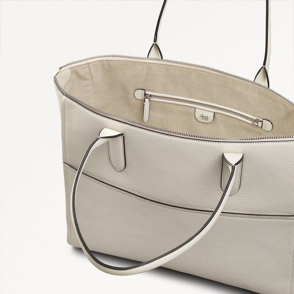 Oak Street Leather Medium Ziptop Tote Bag in Chalk - 111391