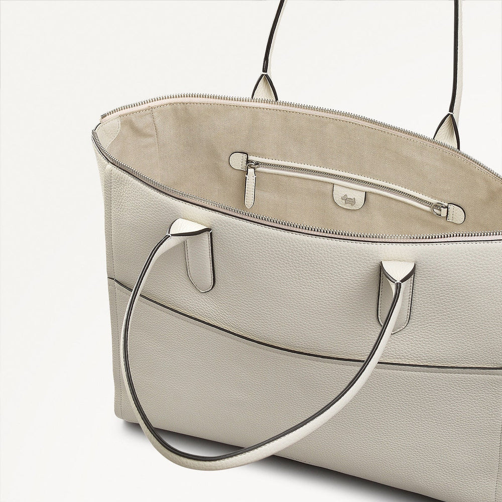 Oak Street Leather Medium Ziptop Tote Bag in Chalk - 111391