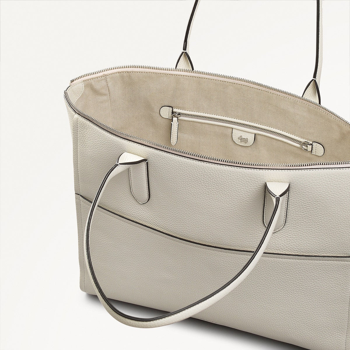 Oak Street Leather Medium Ziptop Tote Bag in Chalk - 111391