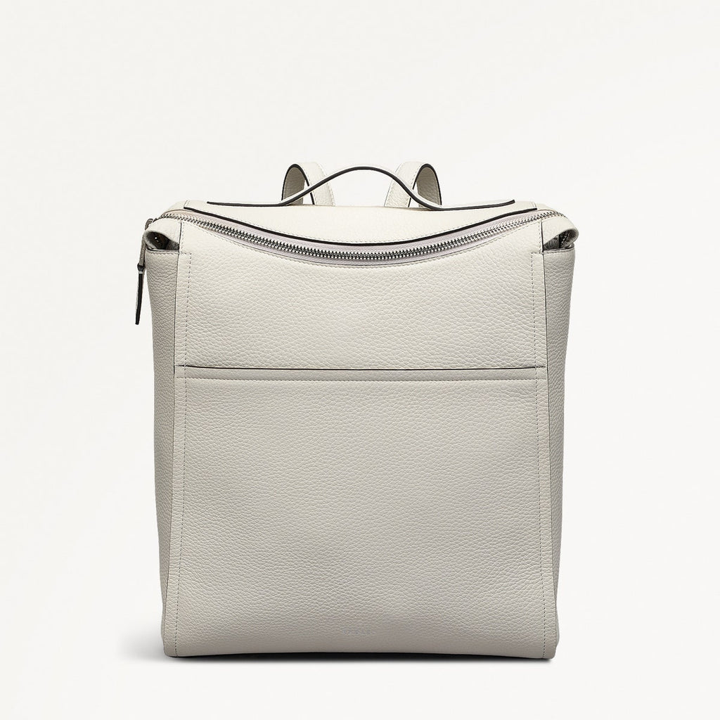 Oak Street Leather Medium Ziptop Backpack in Chalk - 111392