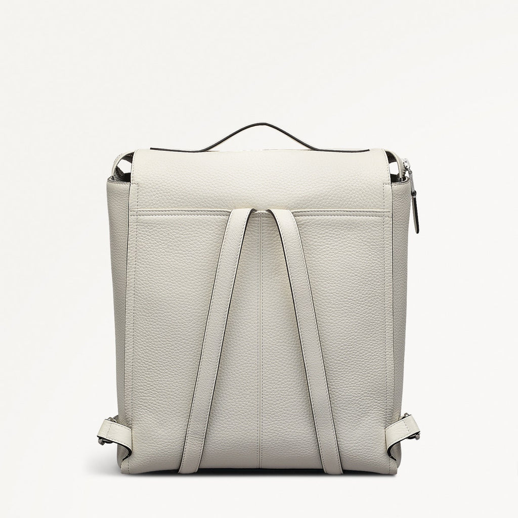 Oak Street Leather Medium Ziptop Backpack in Chalk - 111392