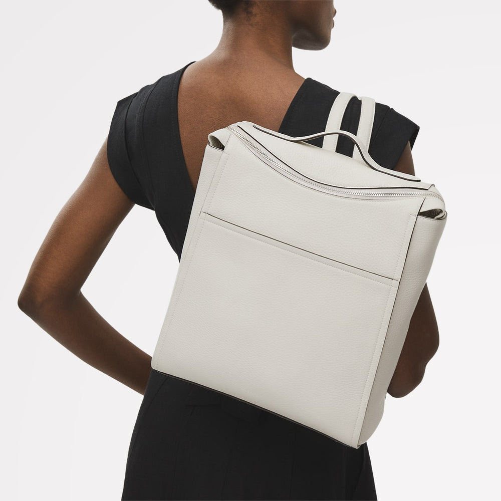 Oak Street Leather Medium Ziptop Backpack in Chalk - 111392