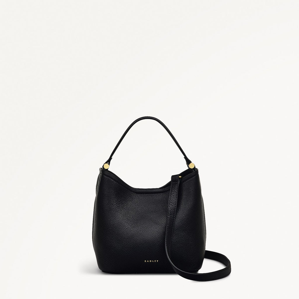 Bathurst Mews Leather Small Open Top Grab Bag in Black - 111394