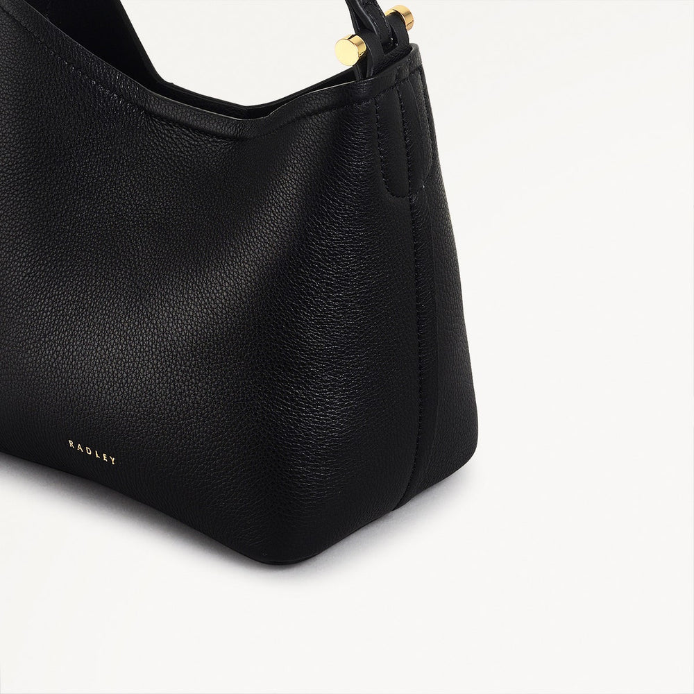 Bathurst Mews Leather Small Open Top Grab Bag in Black - 111394