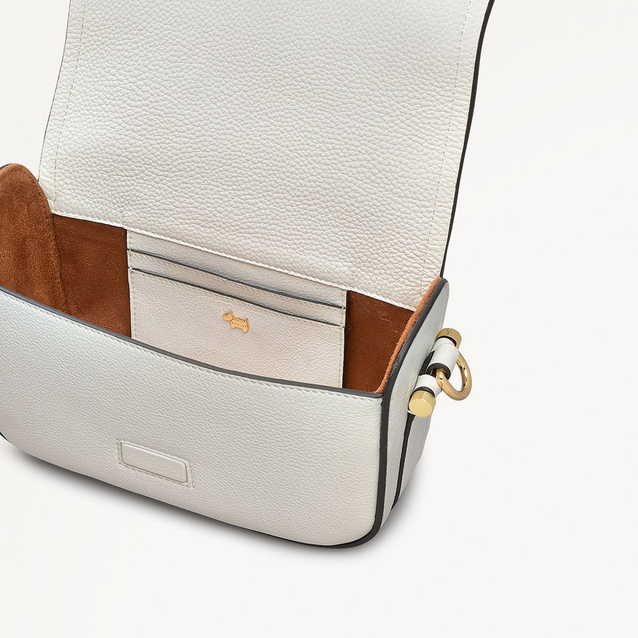 Bathurst Mews Leather Small Flapover Cross Body Bag in Chalk - 111395