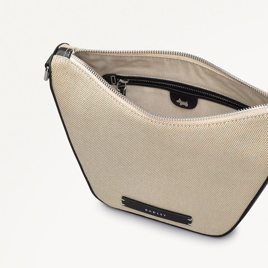 Oak Street Leather Small Ziptop Cross Body Bag in Natural - 111399