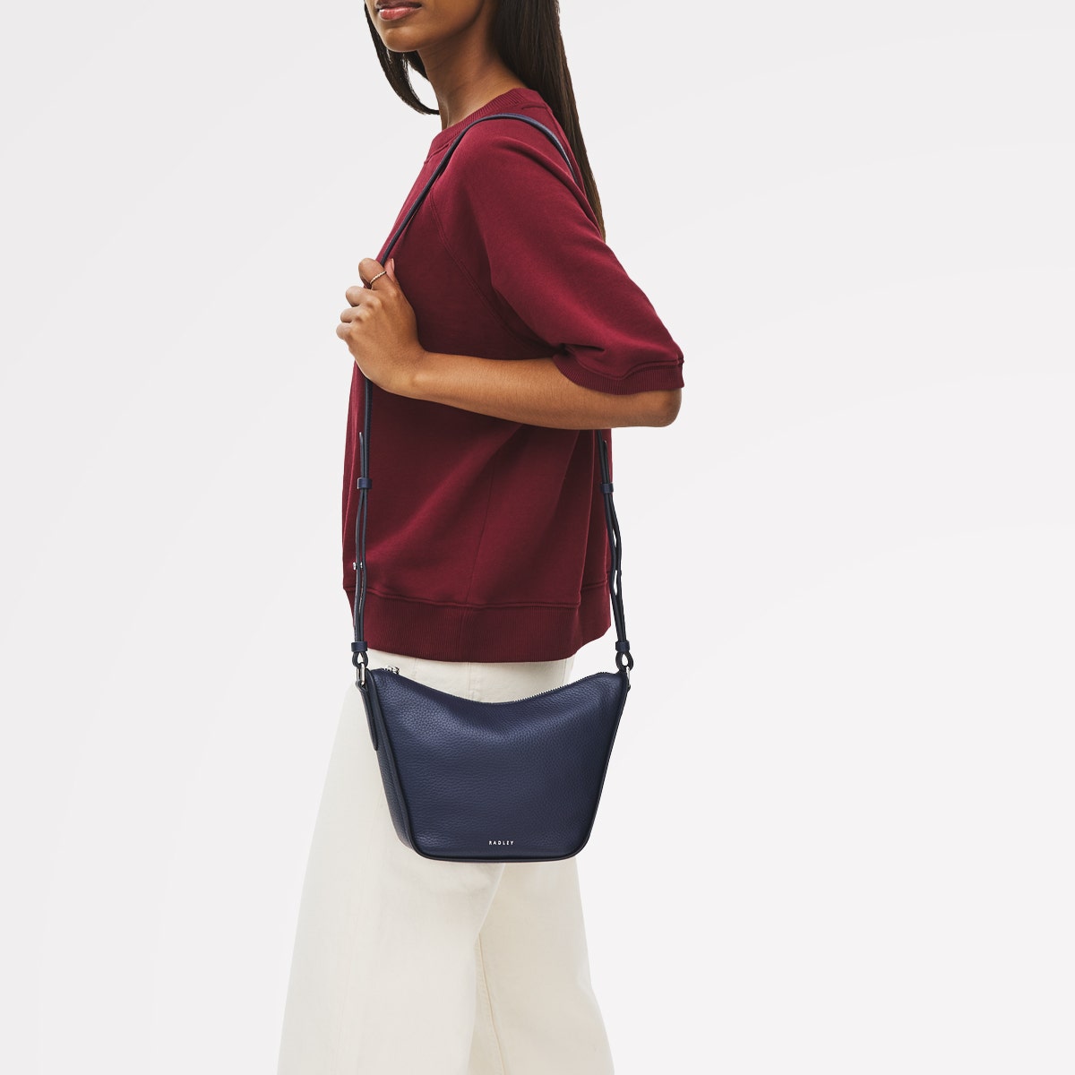 Oak Street Leather Small Ziptop Cross Body Bag in Evenfall - 111401