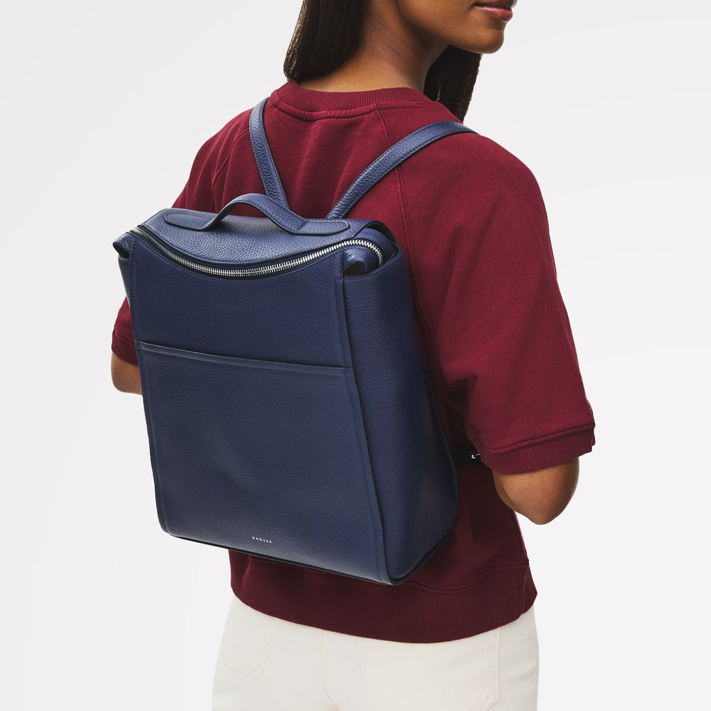 Oak Street Leather Medium Ziptop Backpack in Evenfall - 111403