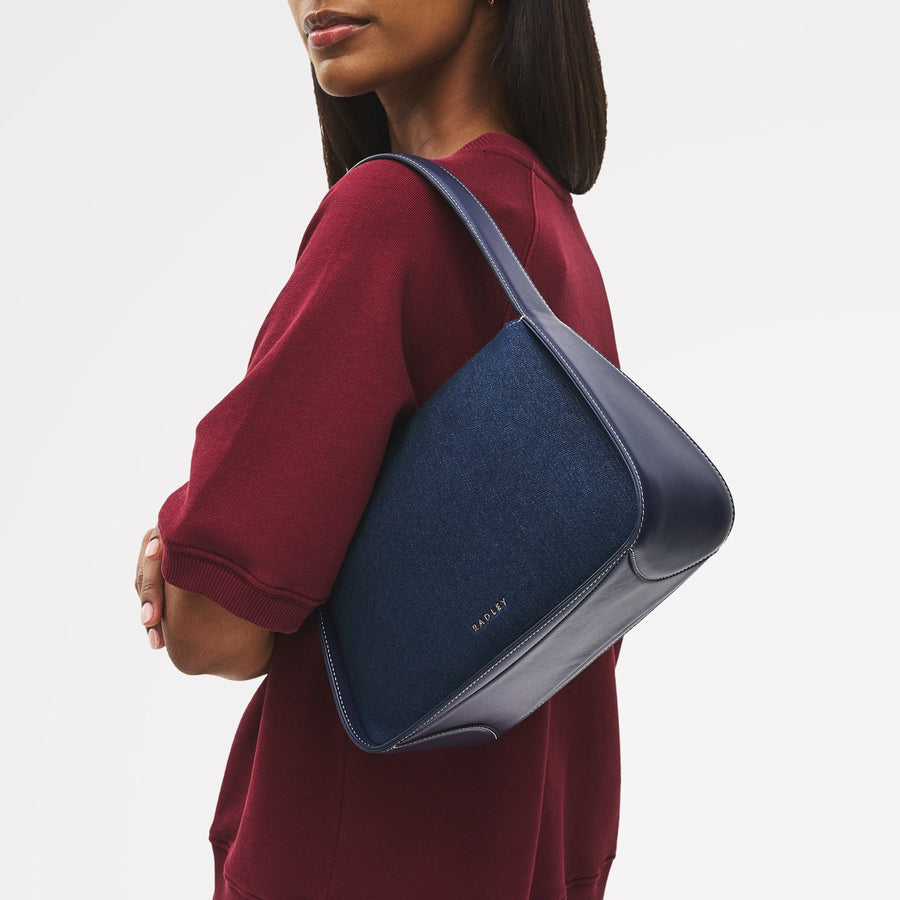 Westwell Lane Leather Small Ziptop Grab Bag in Evenfall - 111404