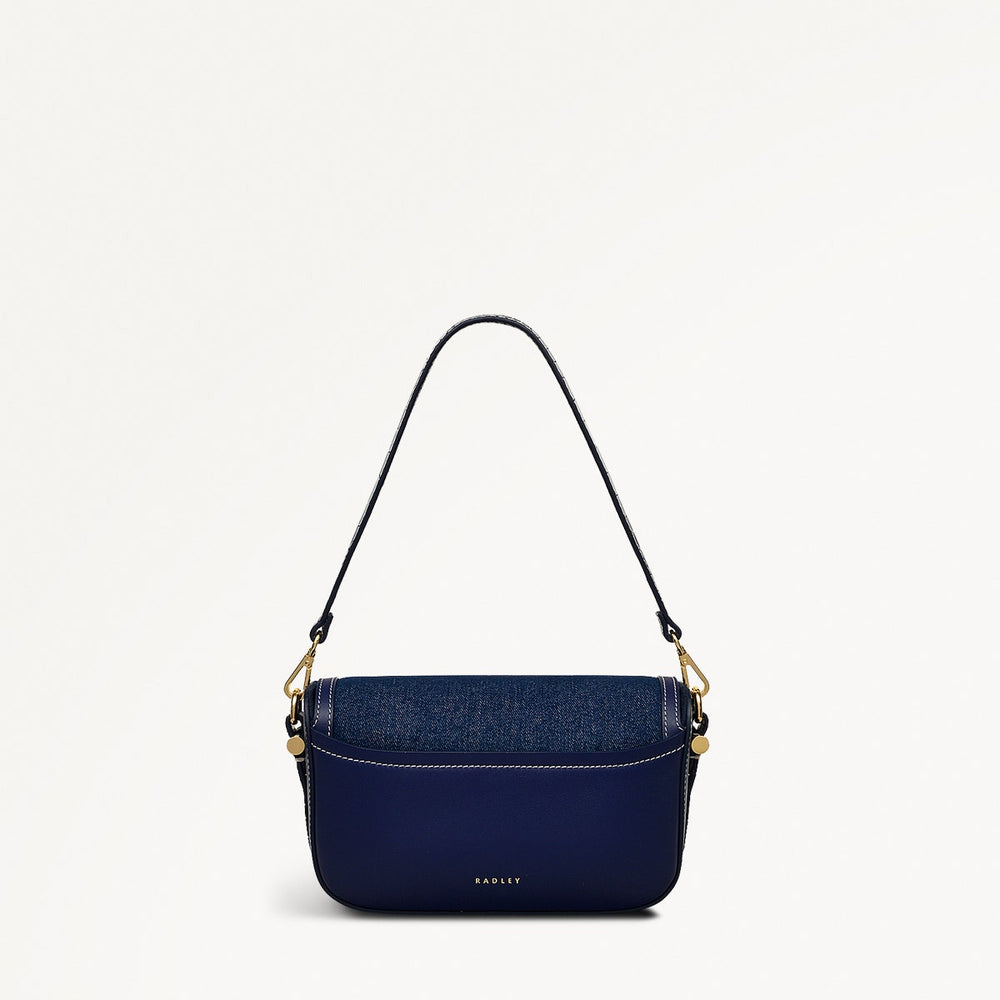 Bathurst Mews Leather Small Flapover Cross Body Bag in Evenfall - 111405