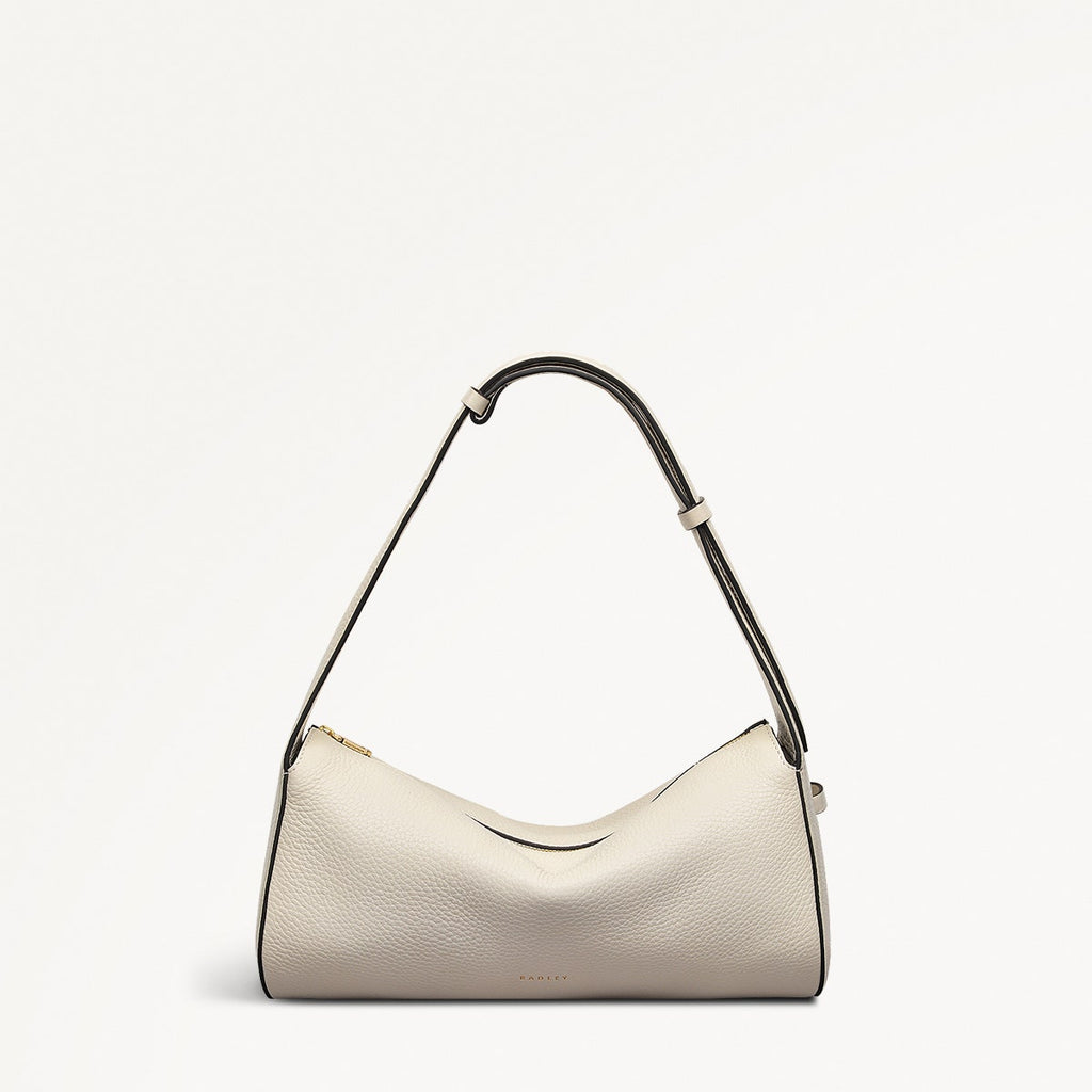 Abbey Mews Leather Small Ziptop Shoulder Bag in Chalk - 111406